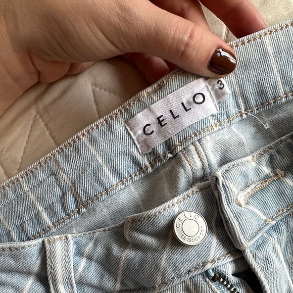 Cello Light Blue Striped cropped Flare Jeans - Picture 2 of 5